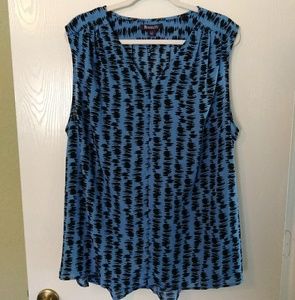 NWOT Blue and Black Patterned Blouse, Size 26W